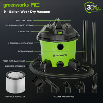 Corded 34L (9-Gallon) Wet/Dry Vacuum